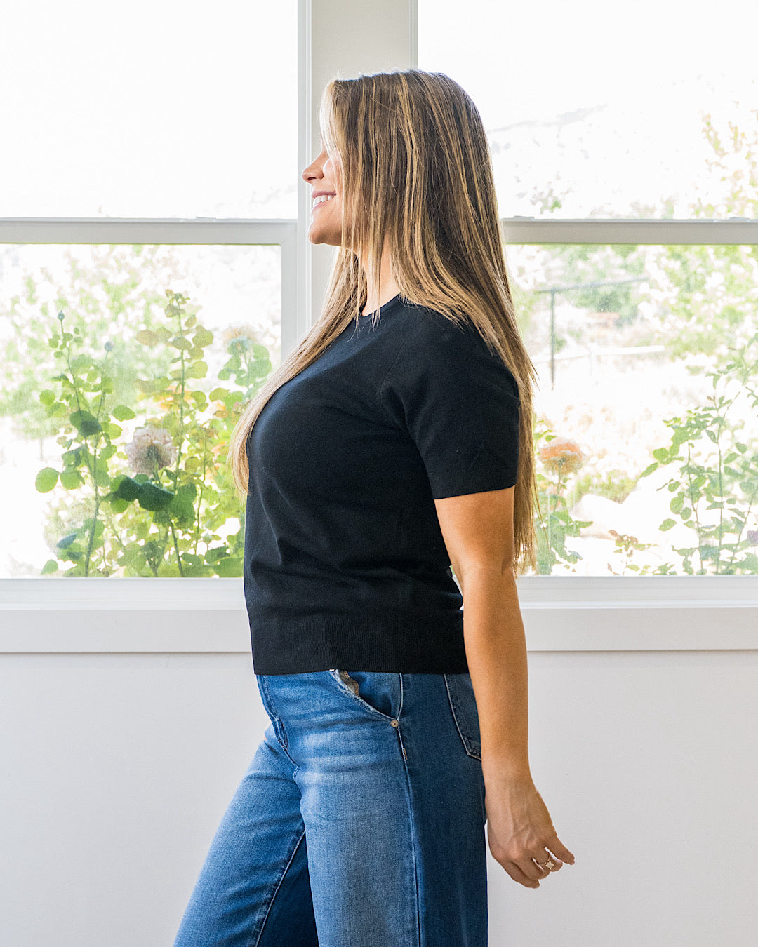 NEW! Harper Short Sleeve Sweater - Black Be Cool
