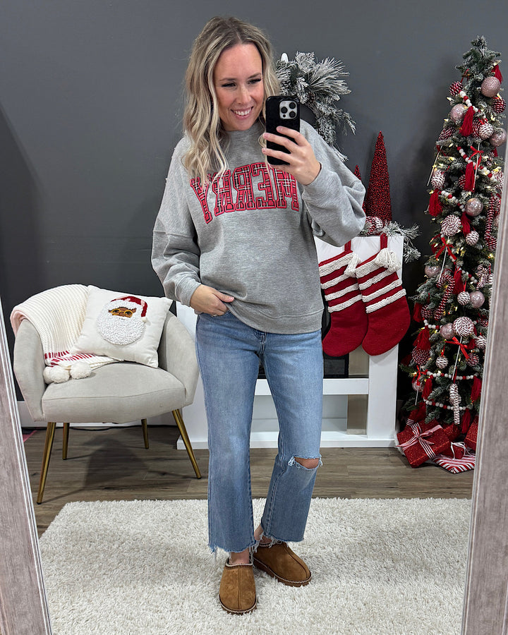NEW! Plaid Merry Heather Gray Sweatshirt Zutter