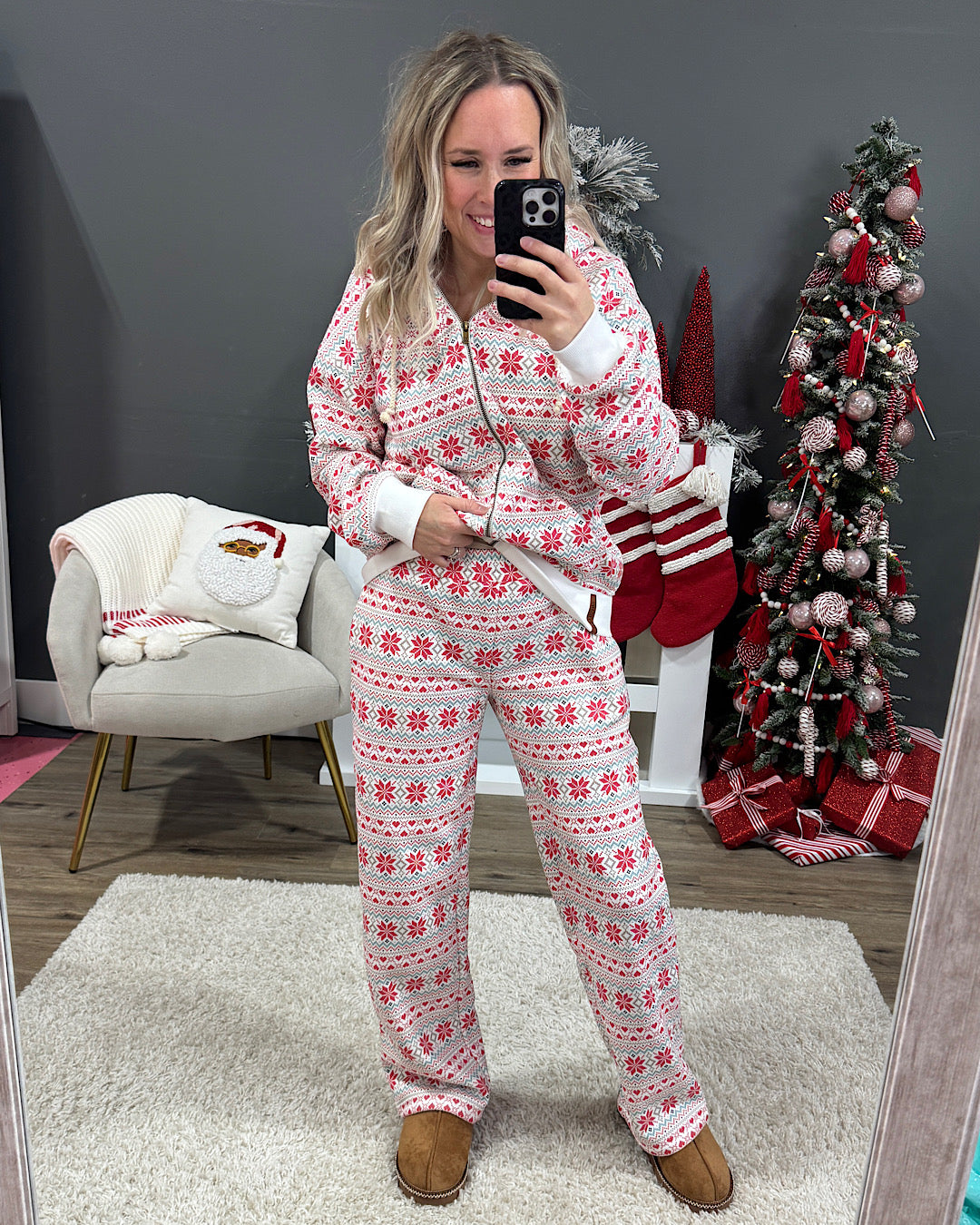 NEW! Ampersand Ave Comfort Zone Comfy Pants - Frosted Fair Isle Ampersand Ave