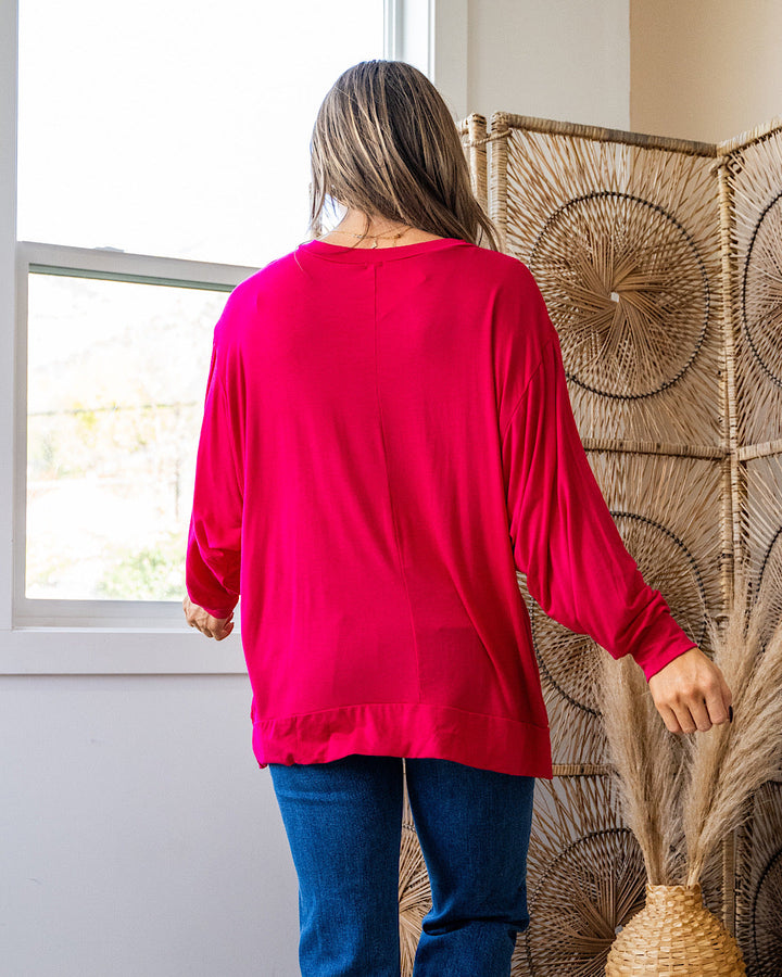 DOORBUSTER! Dolman Sleeve Top - Hot Pink Sew In Love