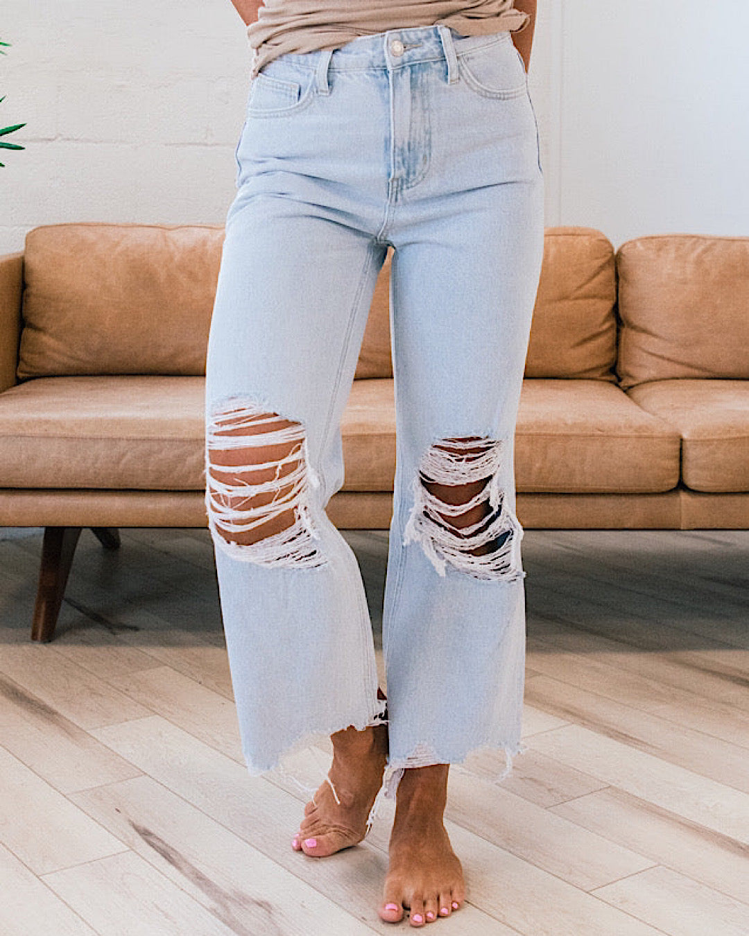 Vervet Light Denim 90's Crop Flare Jeans Vervet