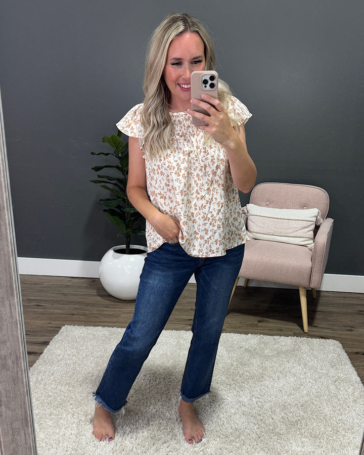 Cambree Smocked Baby Doll Top - Taupe SALE Staccato