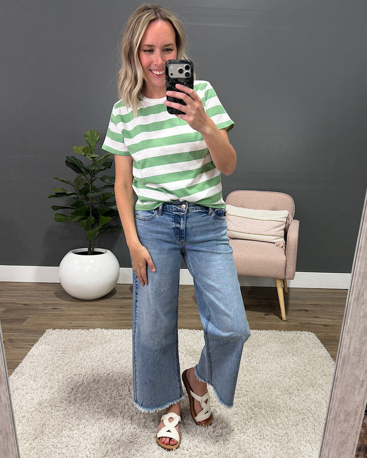 NEW! Briana Striped Knit Top - Green & White Wishlist