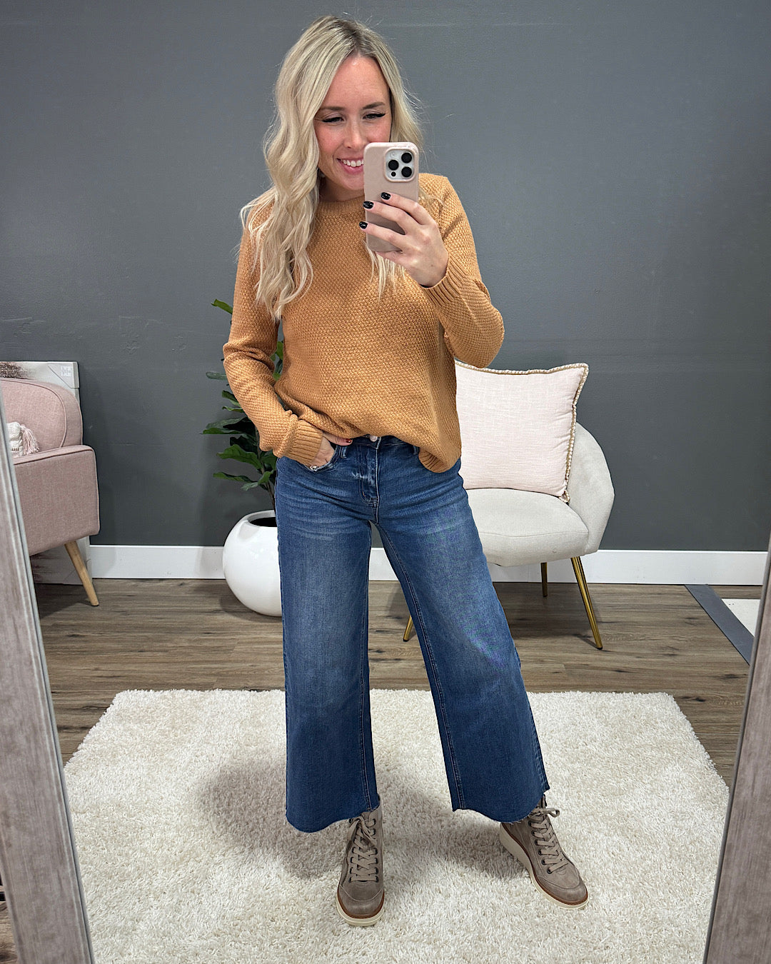 Vervet Lindsay Raw Hem Crop Wide Leg Jeans  Vervet   