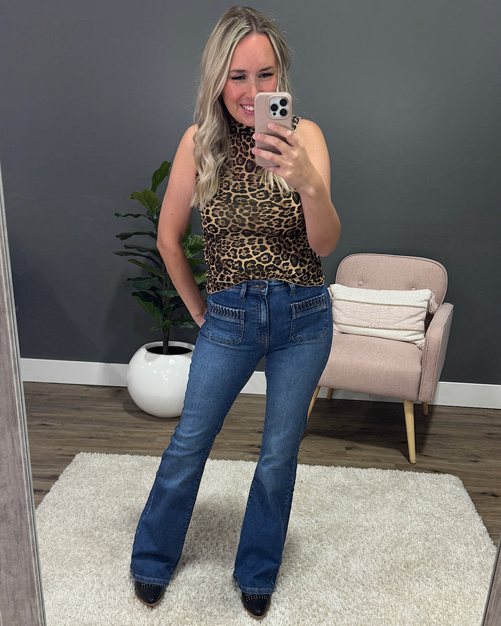 KanCan Jada Patch Pocket Flare Jeans KanCan