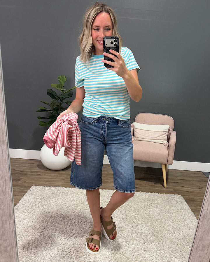 NEW! Julie Striped Knit Top - Sky Blue & Ivory