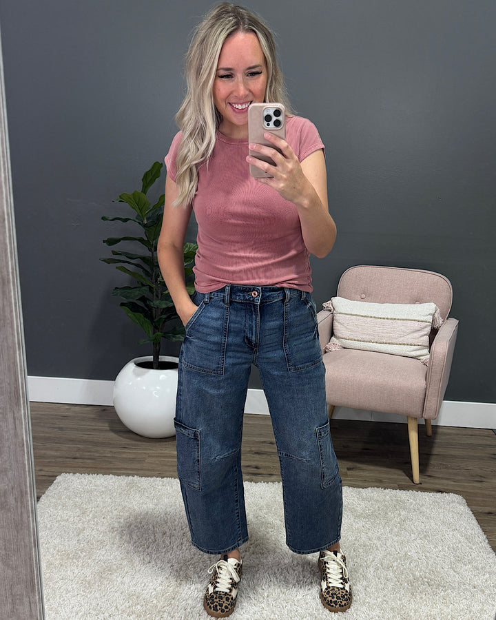 KanCan All I Know Cargo Barrel Jeans KanCan