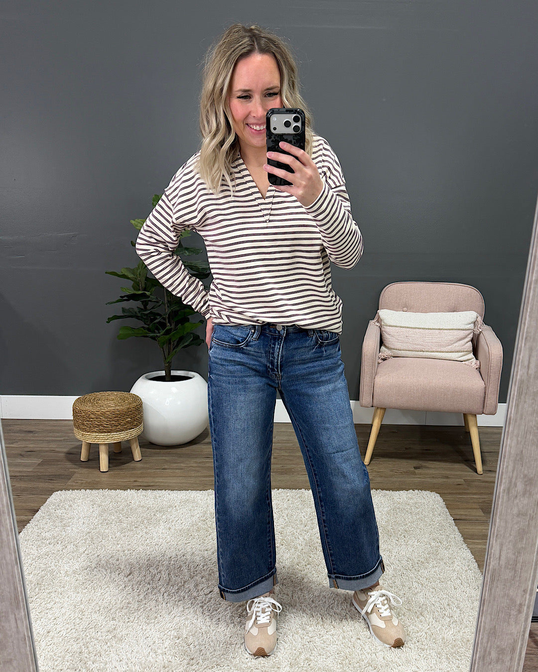 Risen Rowan Non Distressed Boyfriend Jeans - Dark Wash Risen