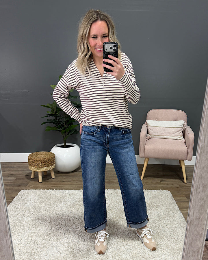 Risen Rowan Non Distressed Boyfriend Jeans - Dark Wash Risen