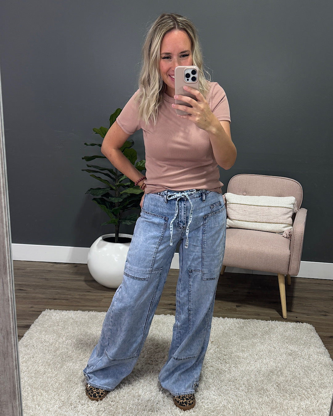 Blakely Say Yes Tie Waist Wide Leg Jeans Blakely