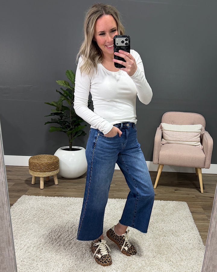 NEW! KanCan Raelynn Studded Wide Leg Jeans
