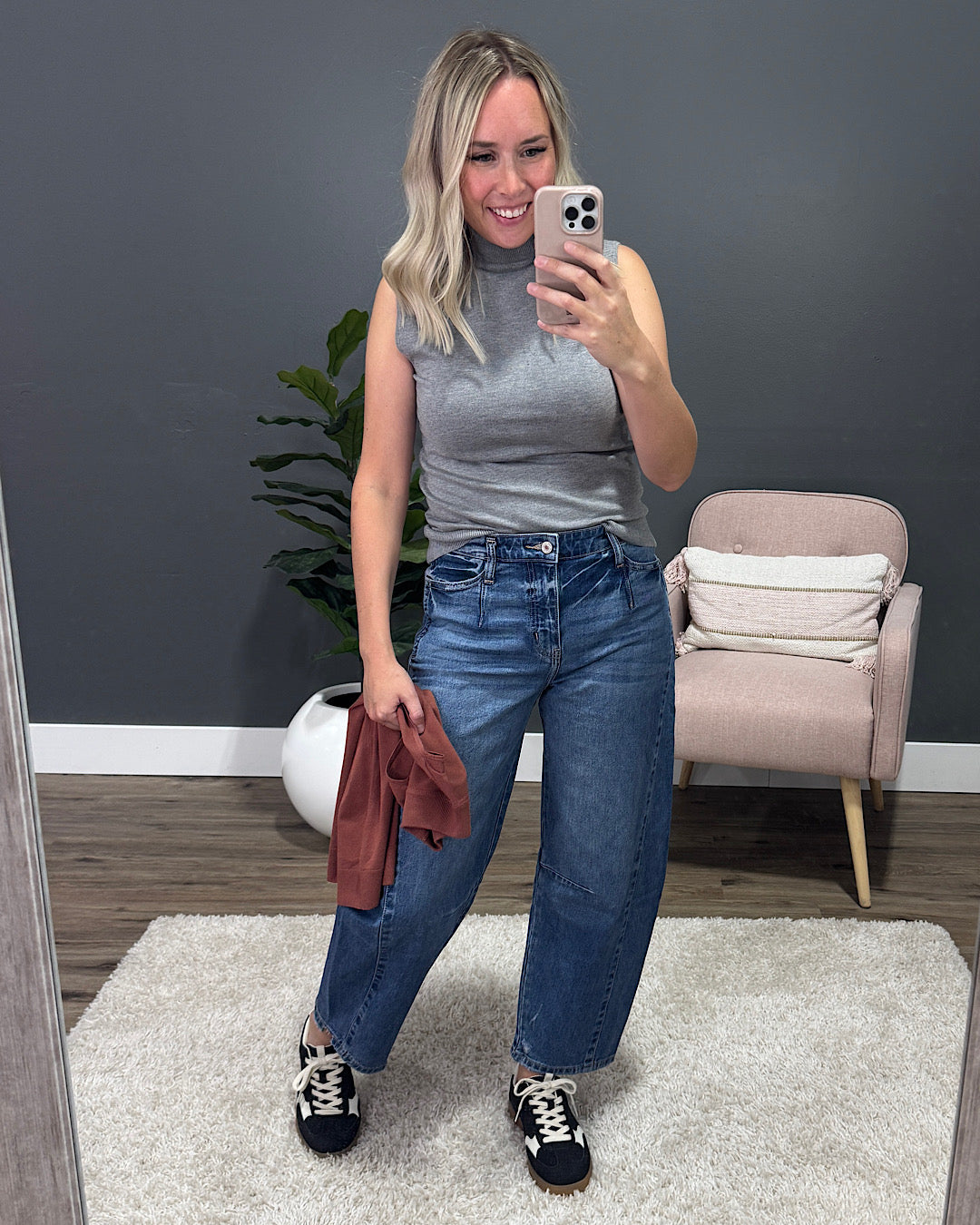 Lainey Mock Neck Sweater Tank Top - Marsala SALE Be Cool