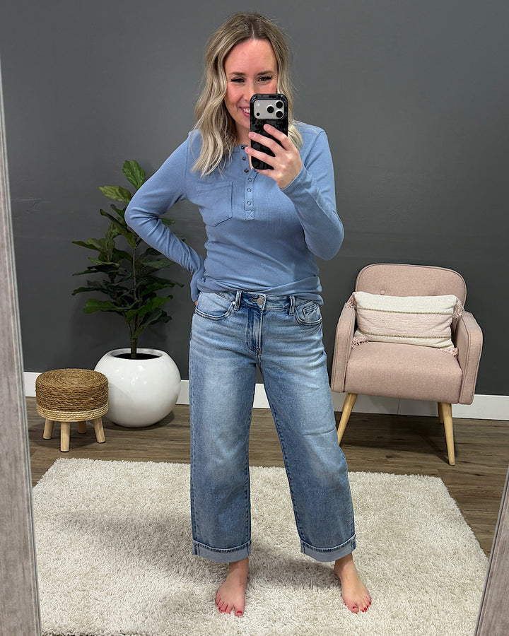 NEW! Risen Rowan Non Distressed Boyfriend Jeans - Light Wash Risen