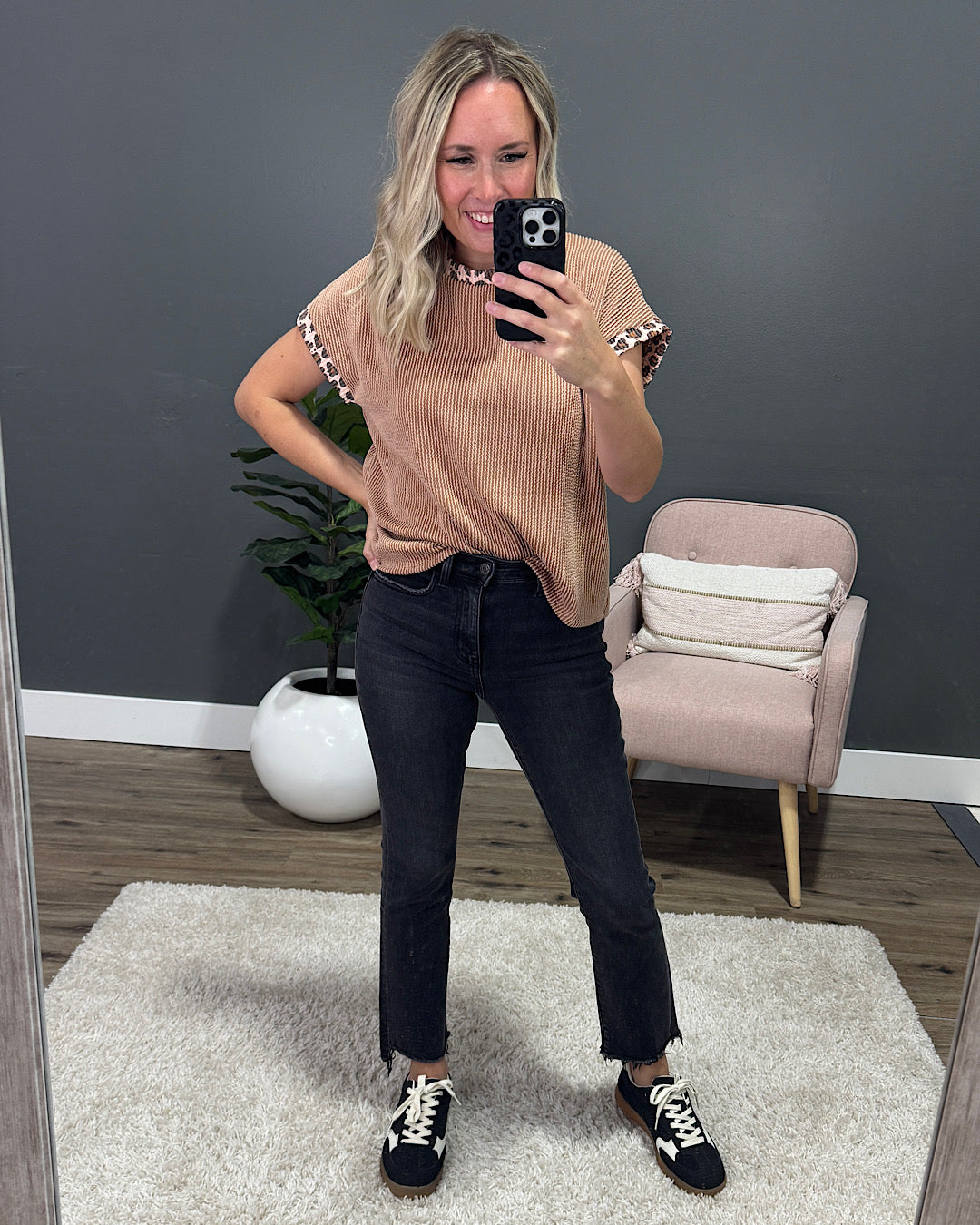 Vervet Think About It Fray Hem Crop Flare Jeans - Faded Black Vervet