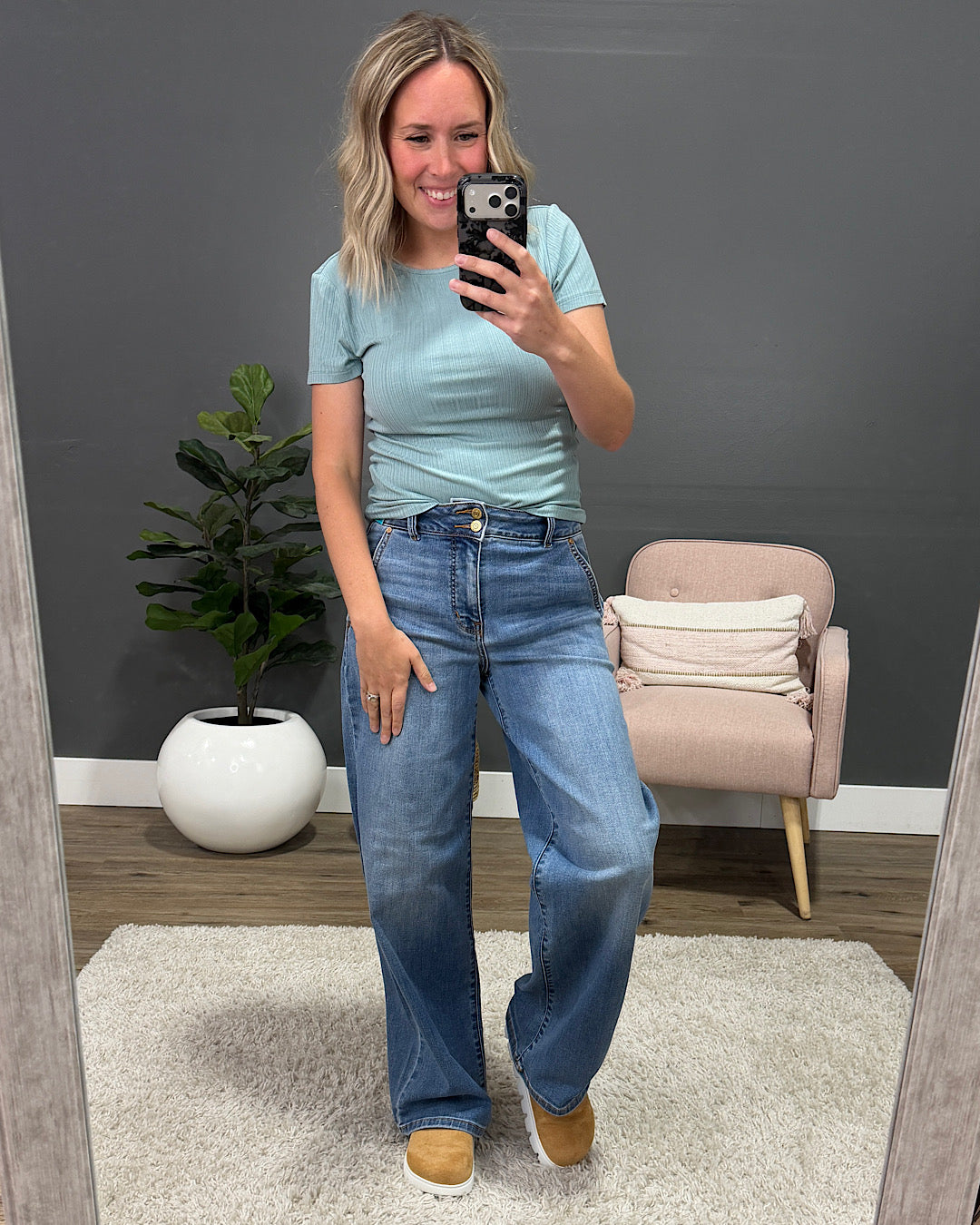 NEW! Breckin Ribbed Top - Seafoam