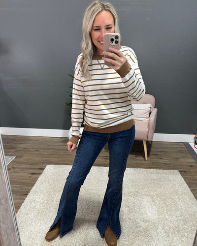 NEW! Rosie Fine Knit Striped Sweater - Caramel  Staccato   