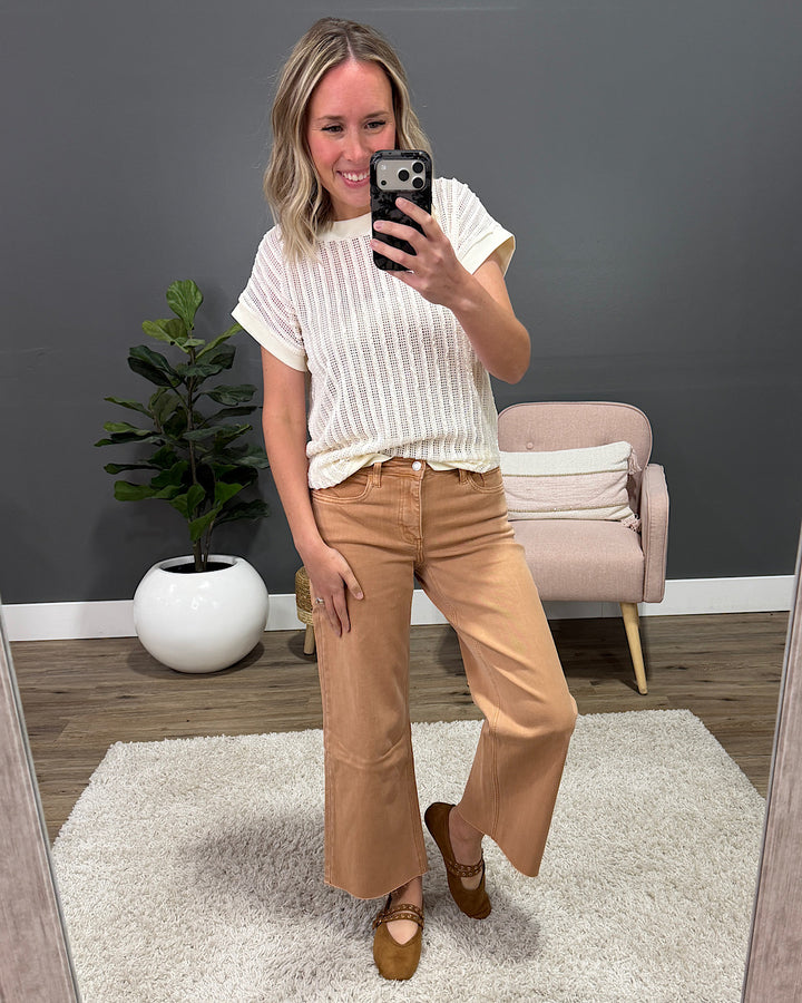NEW! Liesel Textured Open Knit Top - Ivory