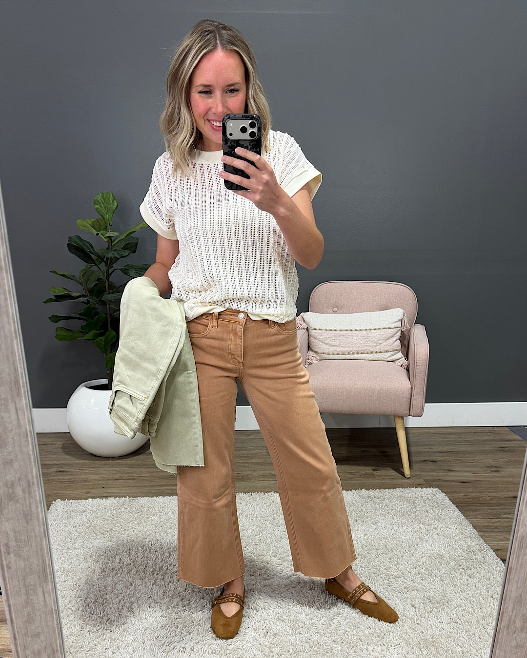 NEW! Vervet Skye Wide Leg Non Distressed Crop Jeans - Olive