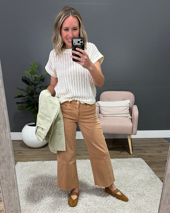 NEW! Vervet Skye Wide Leg Non Distressed Crop Jeans - Olive