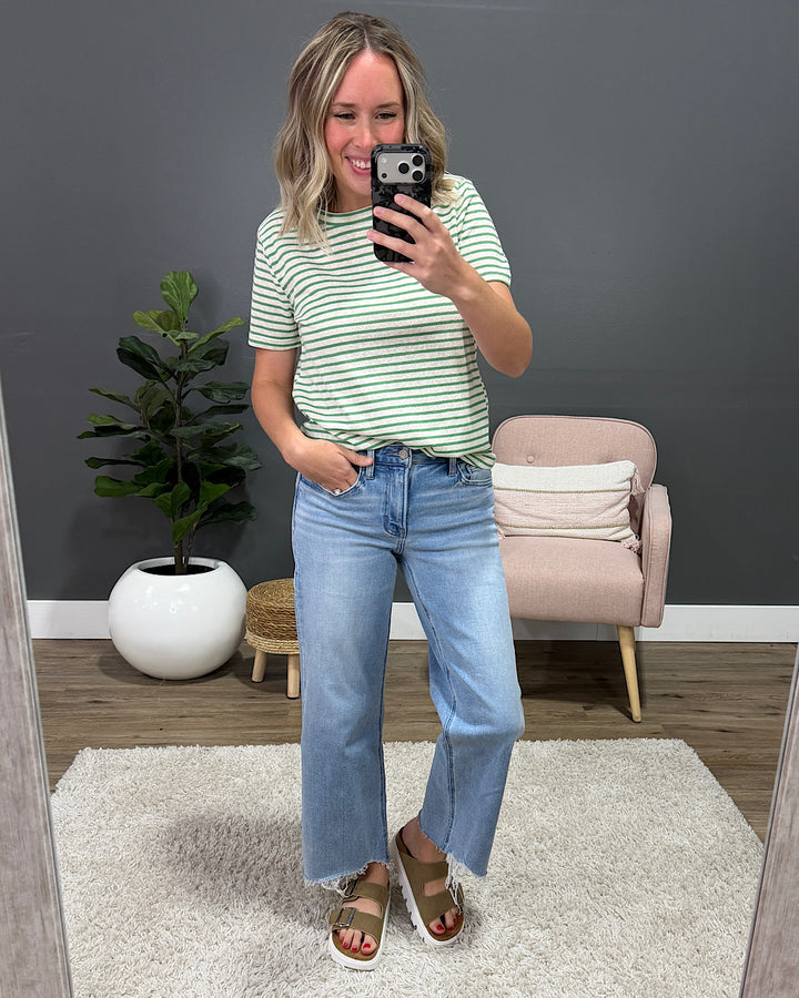 NEW! Erin Striped Slub Knit Top - Green