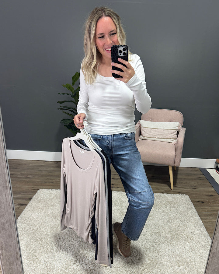 Estelle Ribbed Scoop Neck Top - Navy PS Kate