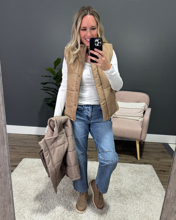 Peyton Puffer Vest - Camel Be Cool