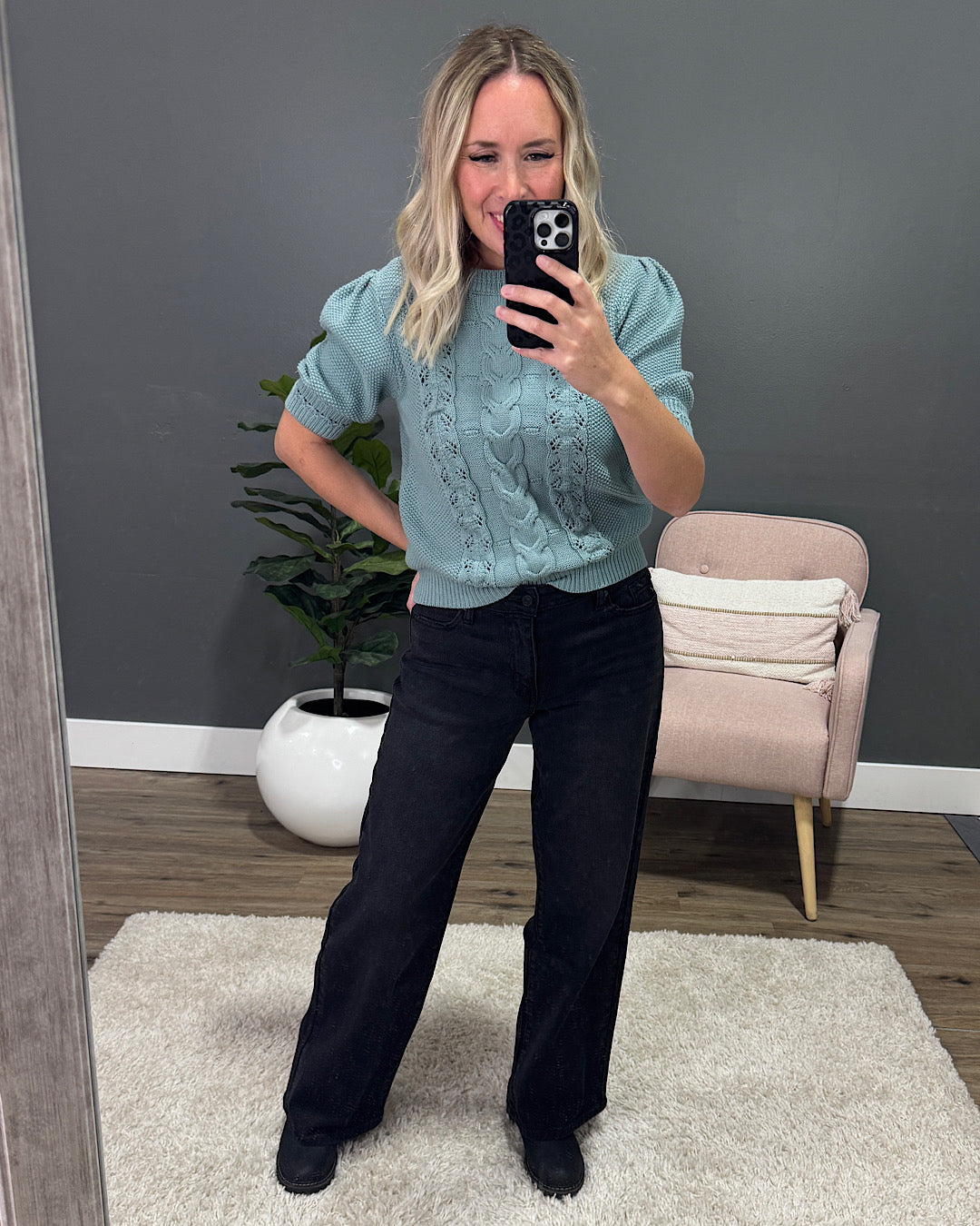 KanCan Flaunt It Non Distressed Wide Leg Jeans - Black KanCan