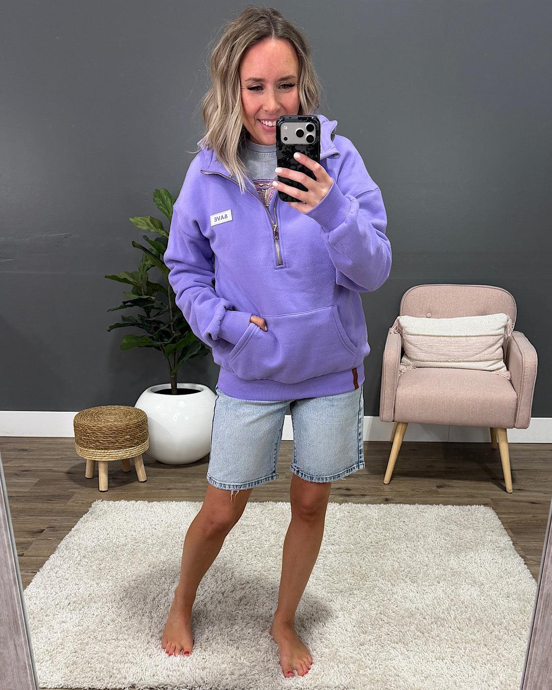 NEW! Ampersand Ave Comfort Zone HalfZip Hoodie - Lavender Ampersand Ave