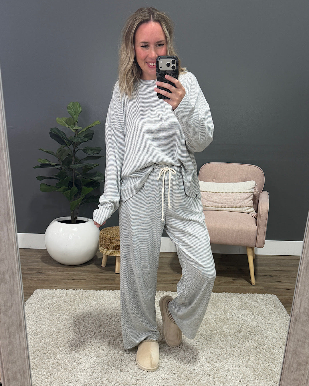 NEW! Stop Here Striped Knit Set - Heather Gray & Cream Wishlist
