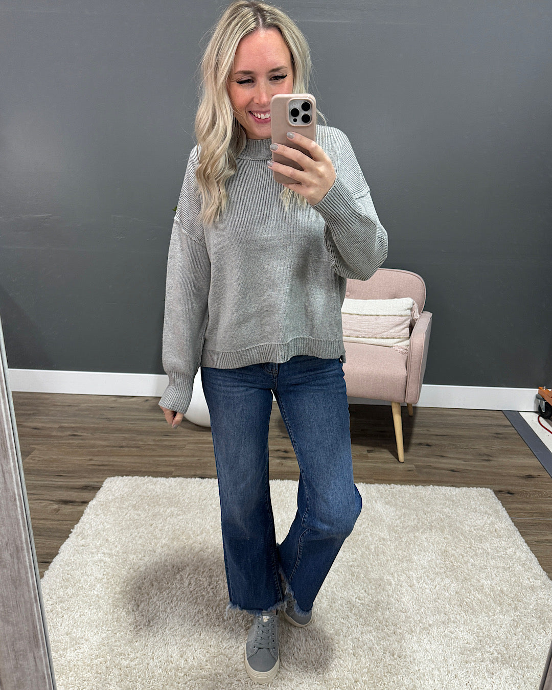 NEW! Danica Ribbed Knit Sweater - Heather Gray  Be Cool   