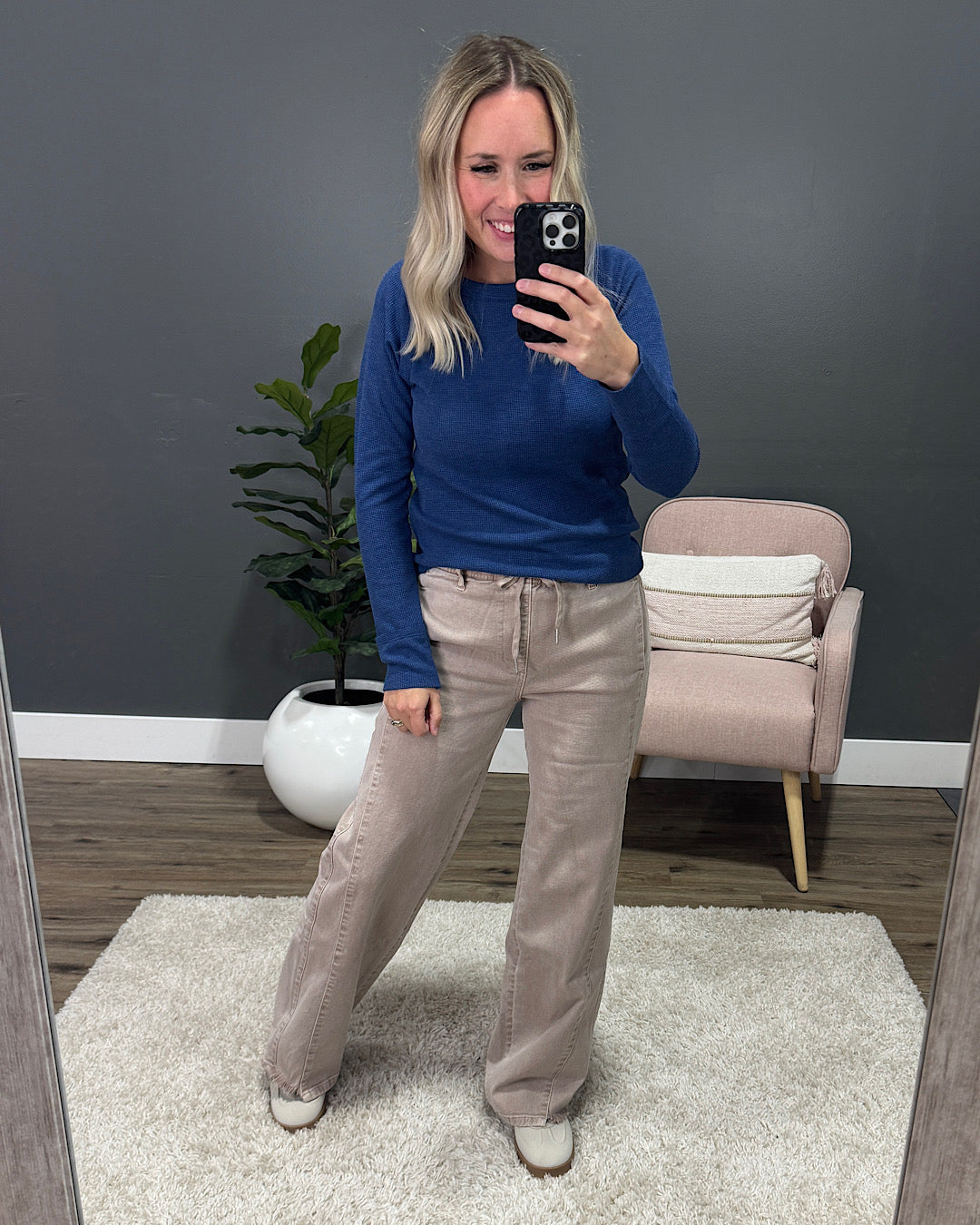 Such a Mystery Waffle Knit Top - Light Mocha Zenana