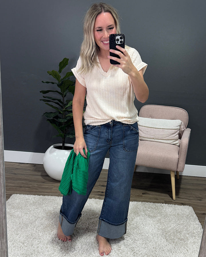 Gisell Cable Knit Top - Kelly Green Sew In Love