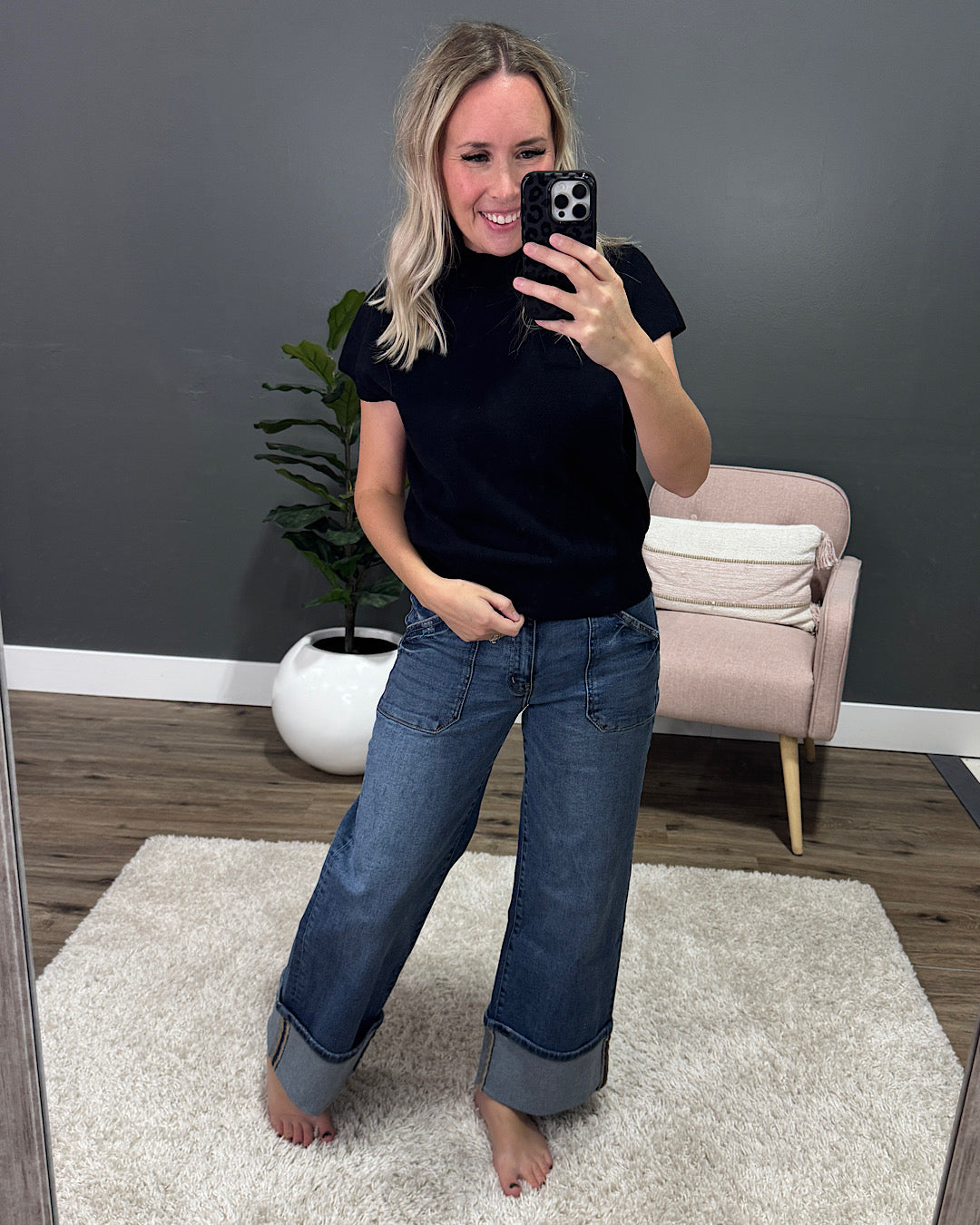 Camila Cap Sleeve Knit Top - Black Sew In Love