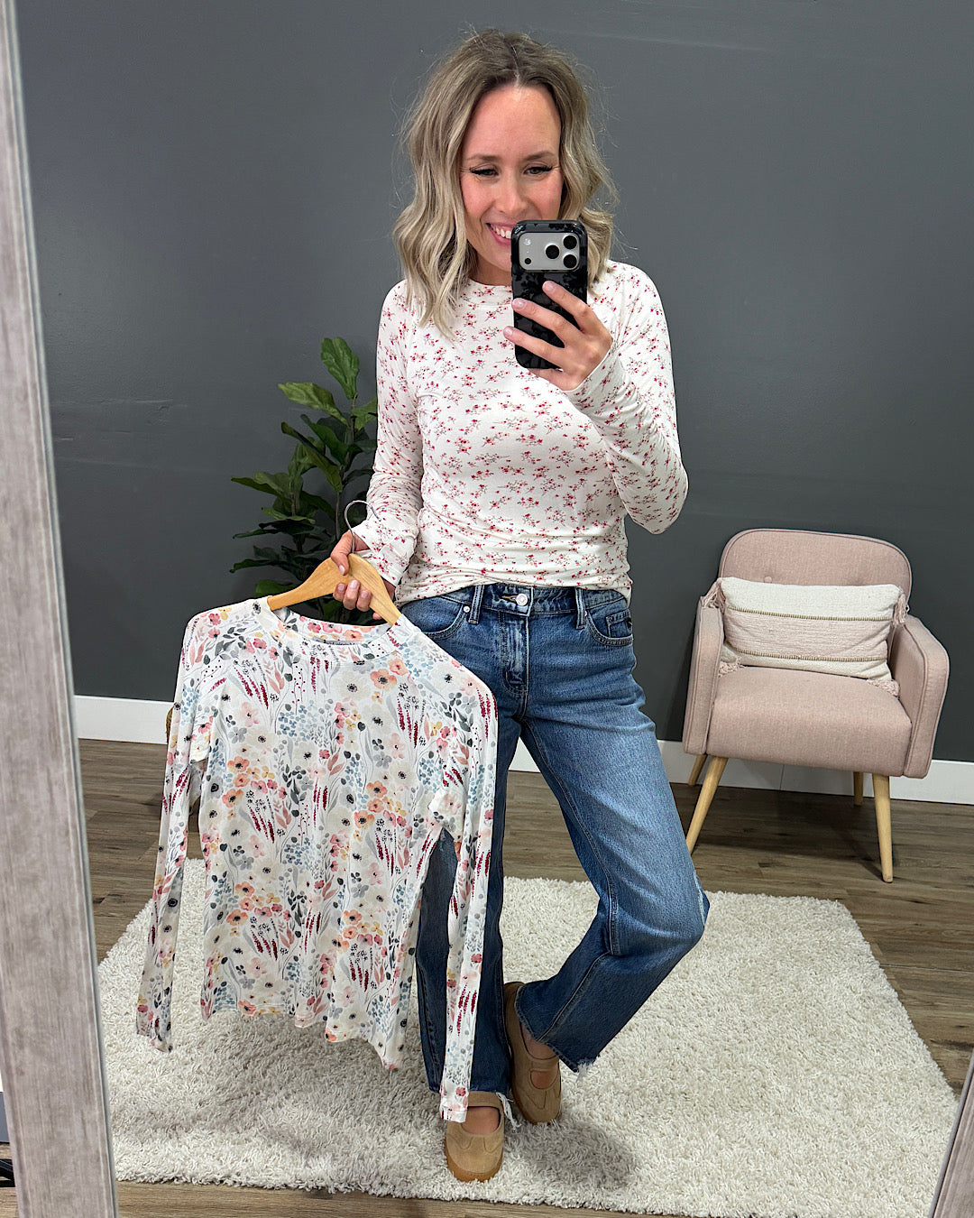 NEW! Blair Long Sleeve Top - Micro Pink Floral