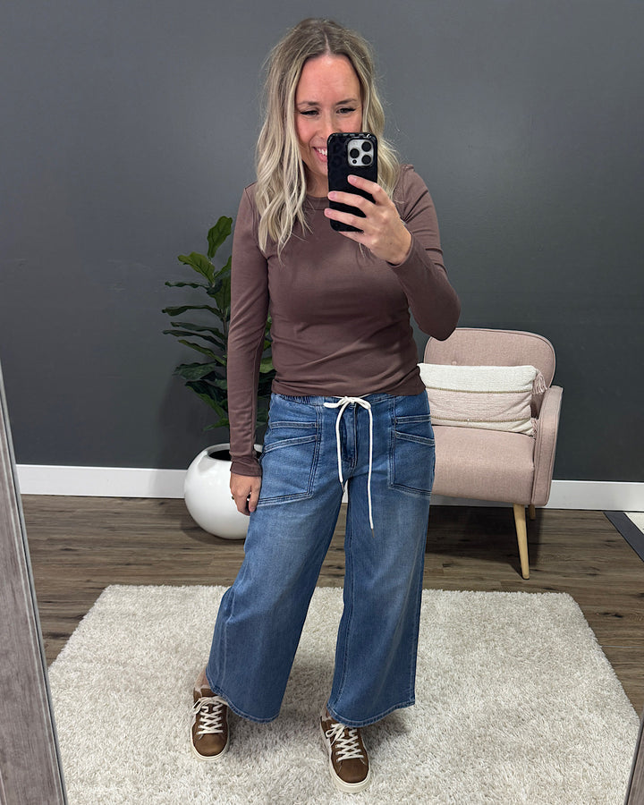 Vervet Natasha Drawstring Wide Leg Jeans Vervet