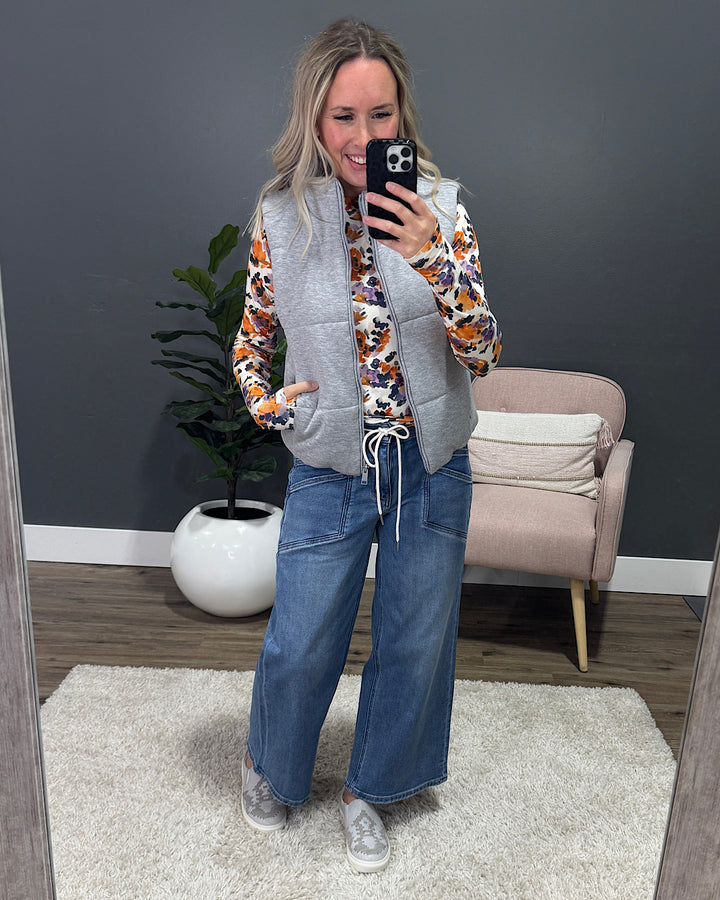 Selene Puffer Vest - Heather Gray Be Cool