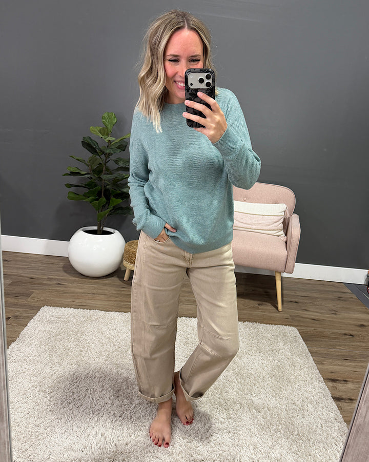 NEW! Mary Waffle Knit Sweater - Light Blue