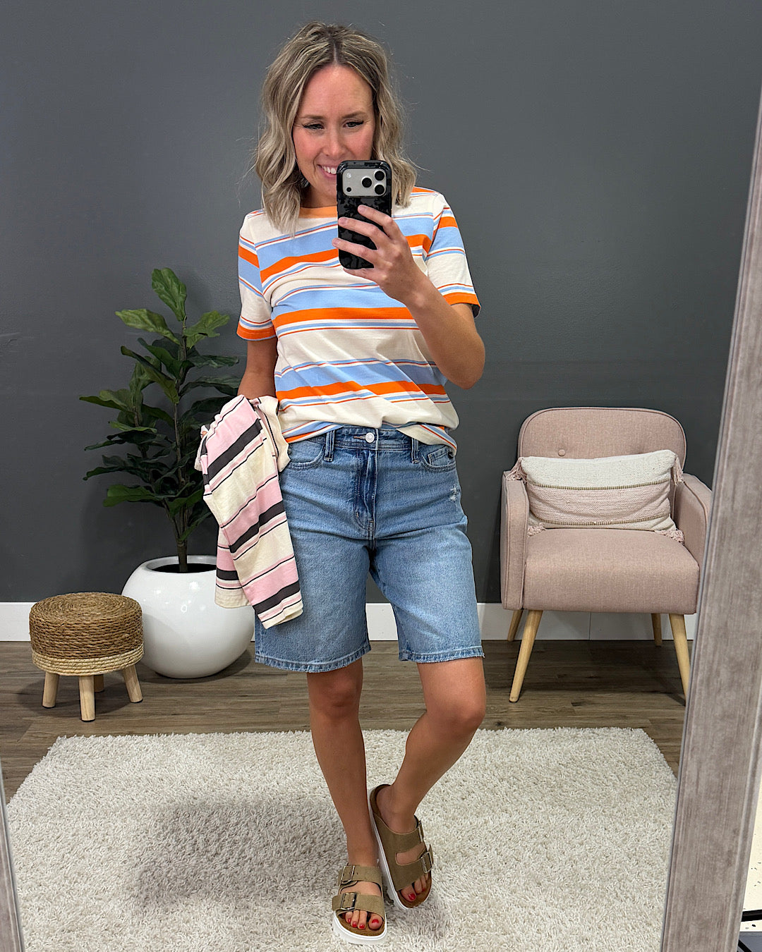 Anna Multi Stripe Top - Pink Staccato
