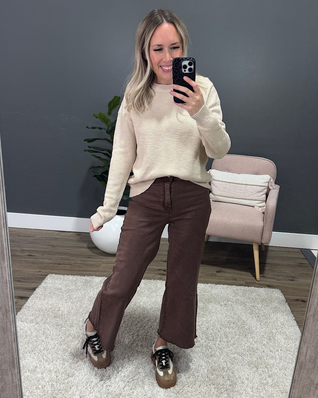 Leslie Textured Knit Sweater - Natural Be Cool