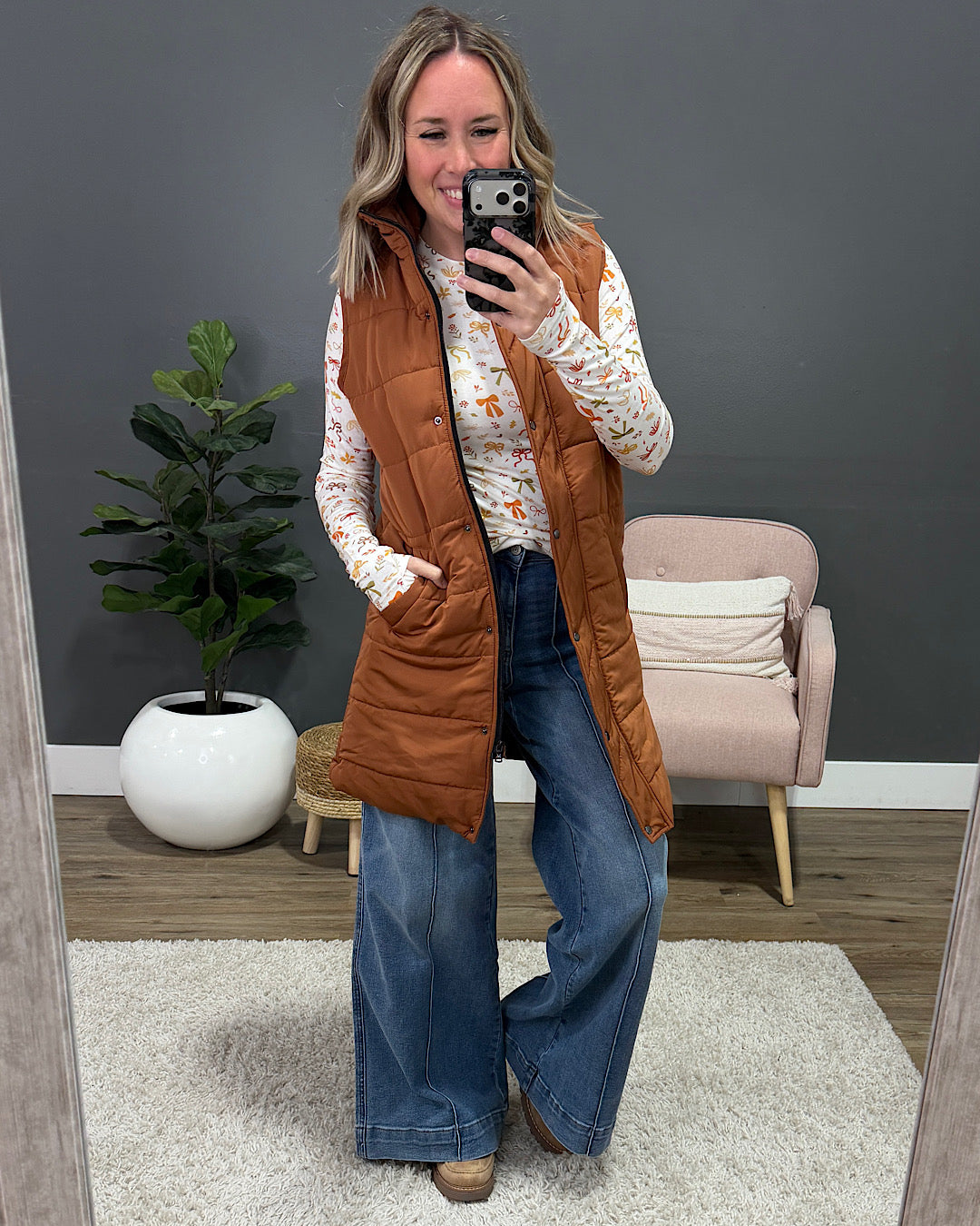 NEW! Harlow Long Vest - Cinnamon Michelle Mae