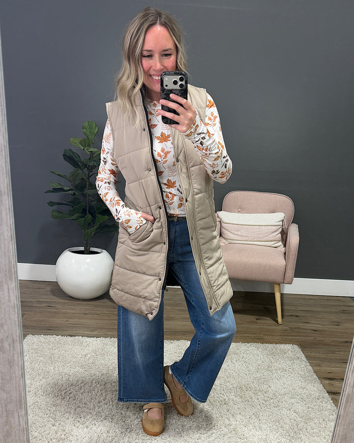 NEW! Harlow Long Vest - Latte