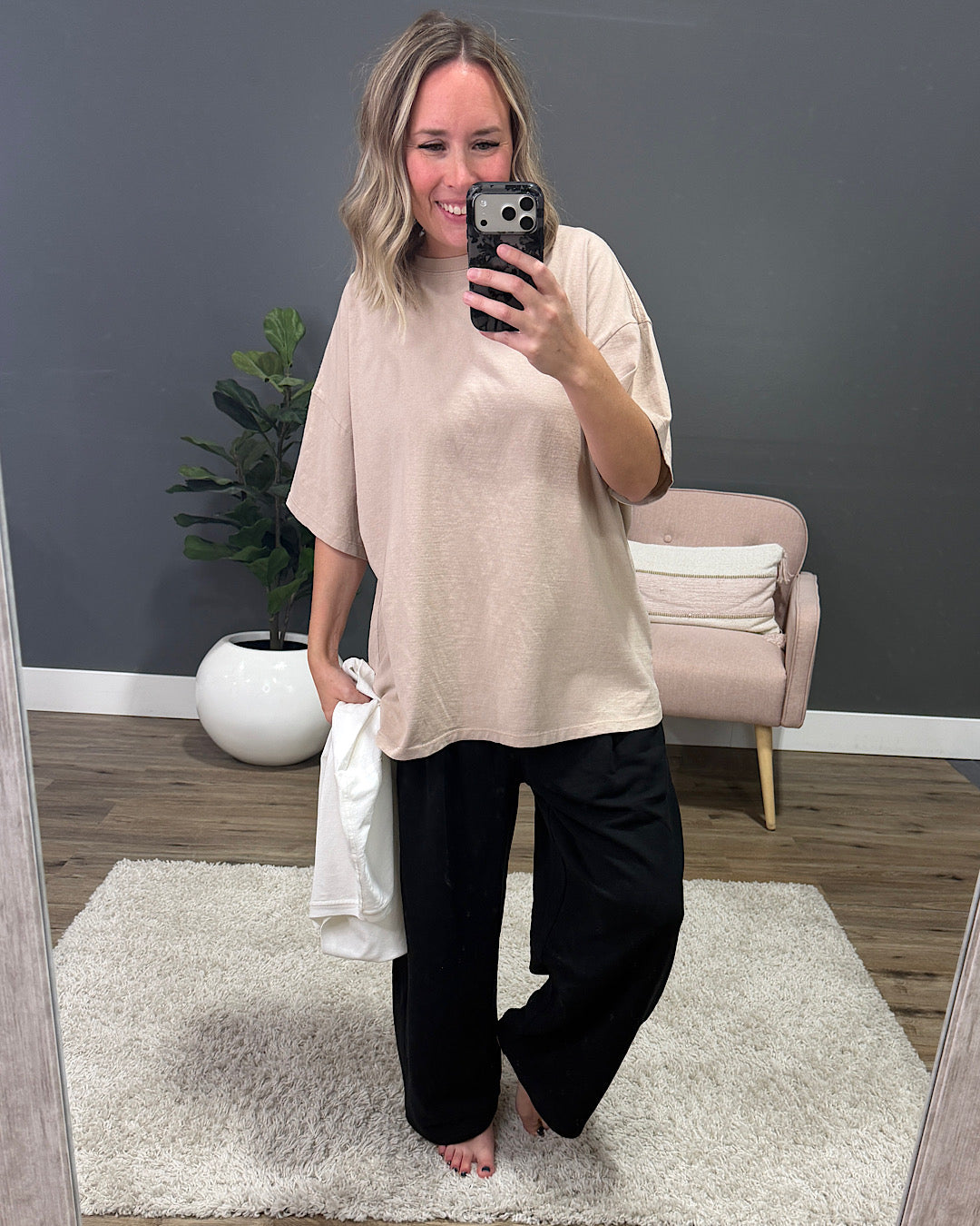 NEW! Oversized Mineral Wash Tee - Ivory Double Zero
