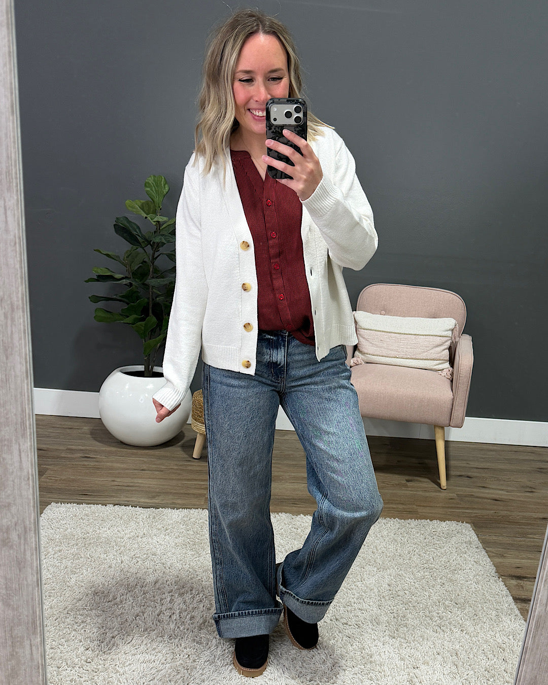 NEW! Jayla V Neck Cardigan - Ivory