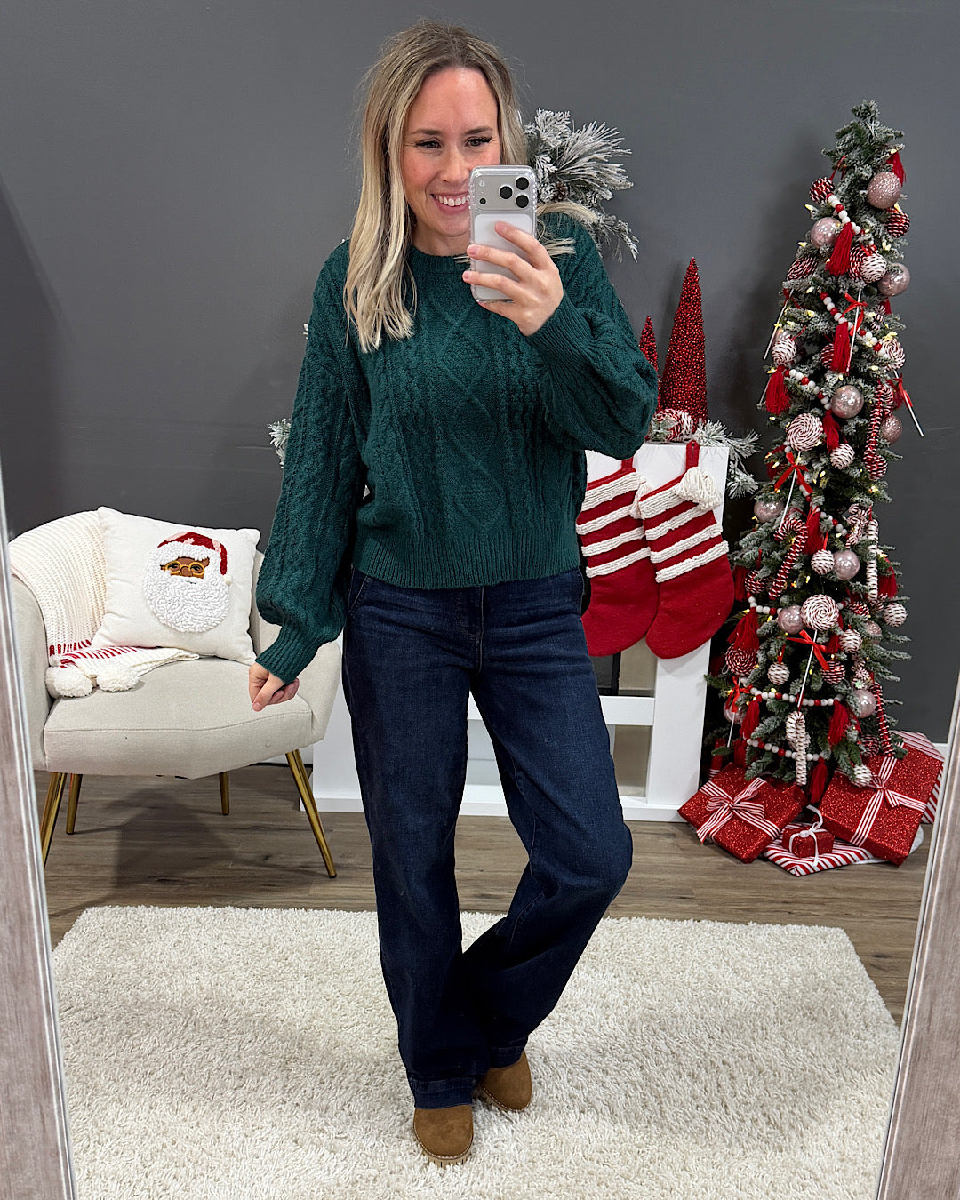 NEW! Waverly Cable Knit Sweater - Deep Green Hyfve