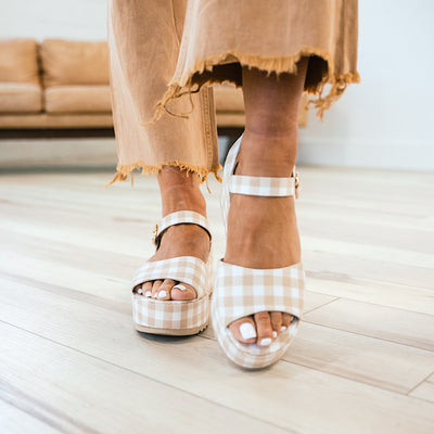 Dirty Laundry Jump Out Sandals - Natural Gingham FINAL SALE  Chinese Laundry   