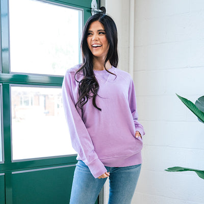 Girlfriend Crewneck Sweatshirt - Bright Lavender  Zenana   