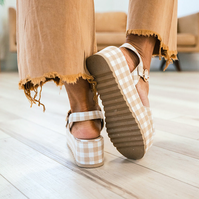 Dirty Laundry Jump Out Sandals - Natural Gingham FINAL SALE  Chinese Laundry   