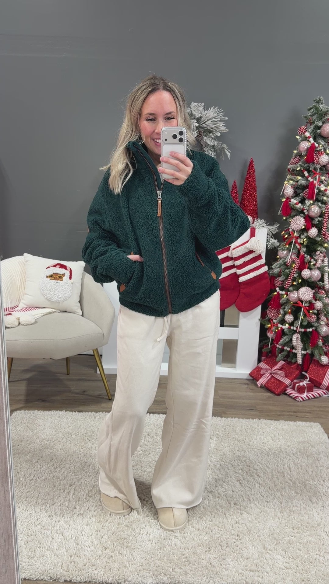 NEW! Wanakome Tamsin Sherpa Zip Up Jacket - Pine Ridge