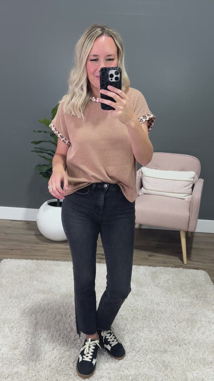 Amber Corded Top with Leopard Detail - Peanut Butter Lovely Melody