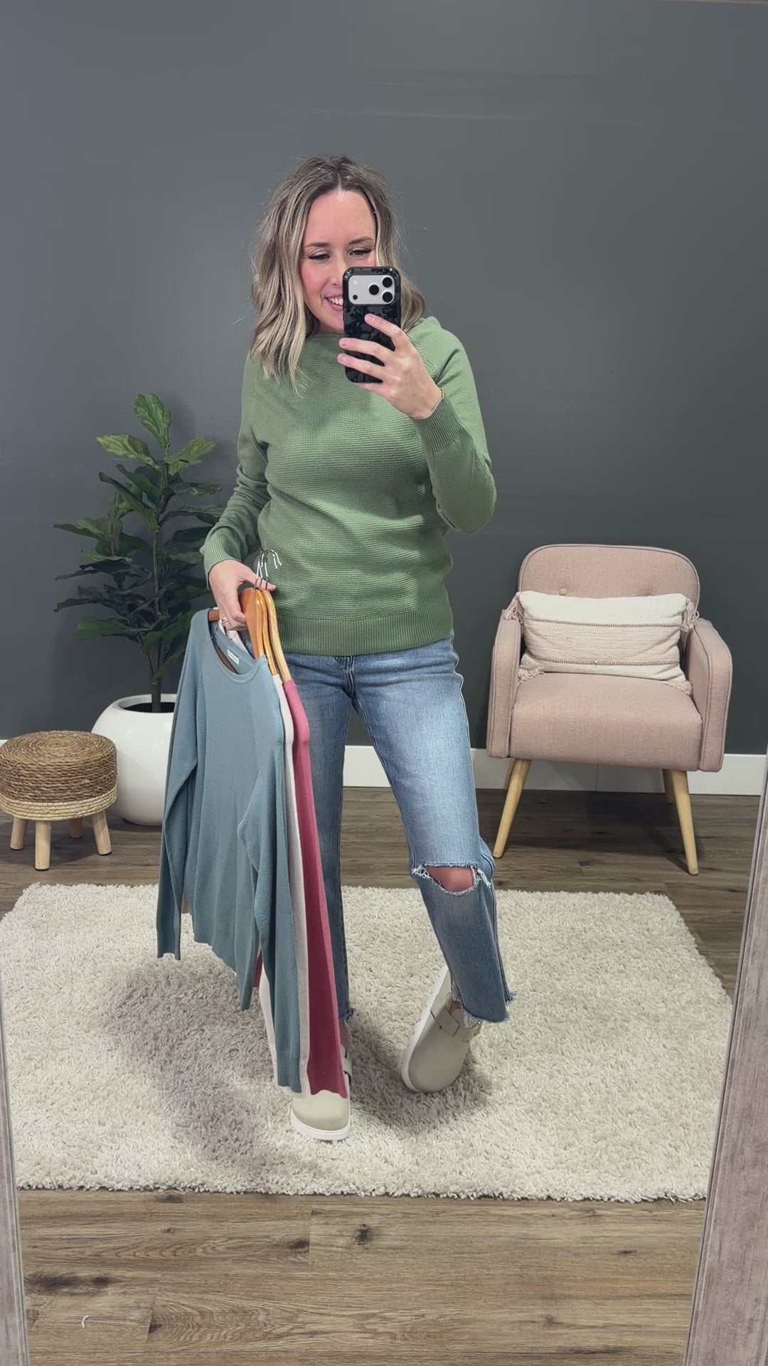 Chelsea Waffle Knit Top - Pink Staccato